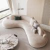 Lennon Scratch Resistant Velvet Curve Sofa (Beige)
