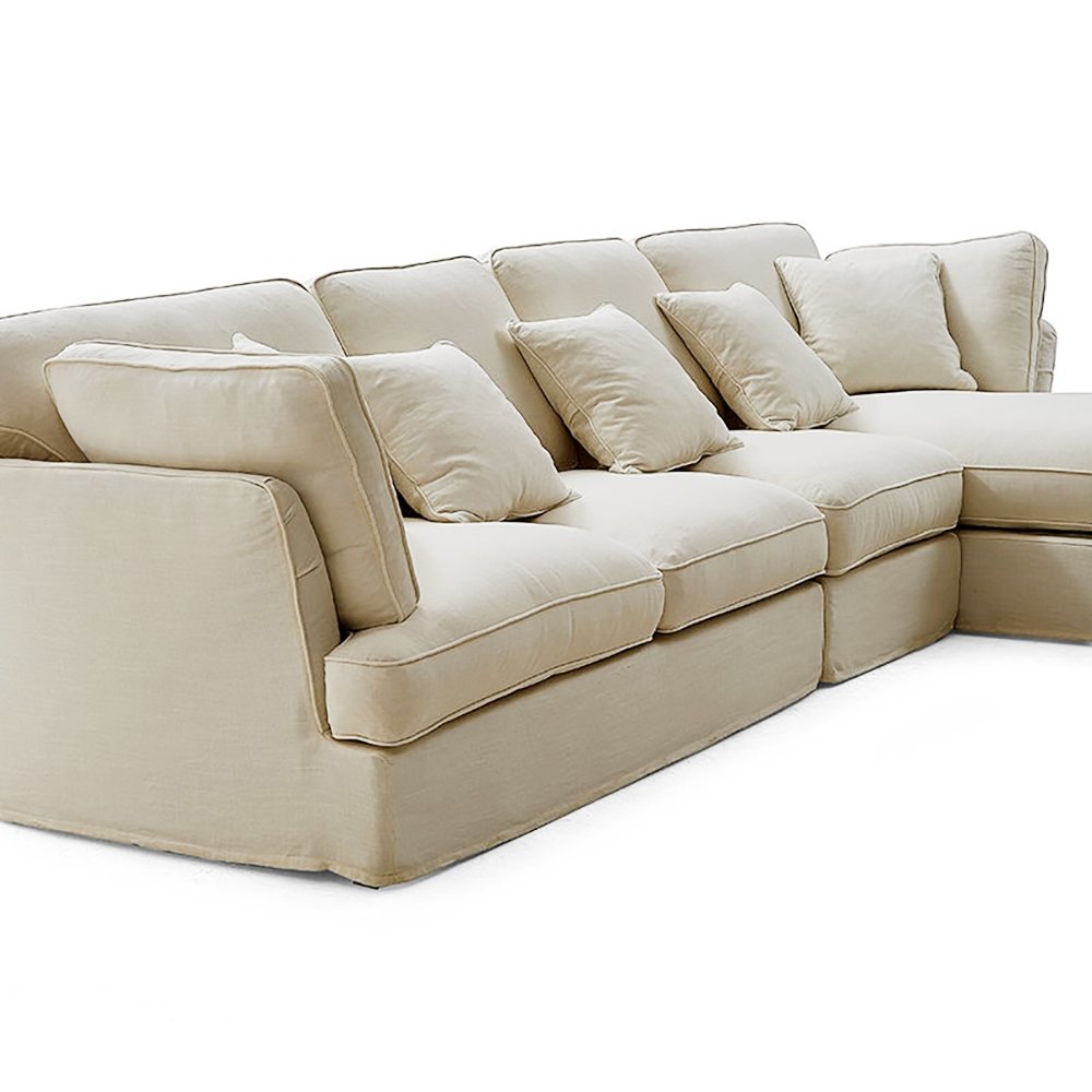Eclipse 4 Seater L-Shape Polyester Sofa – White