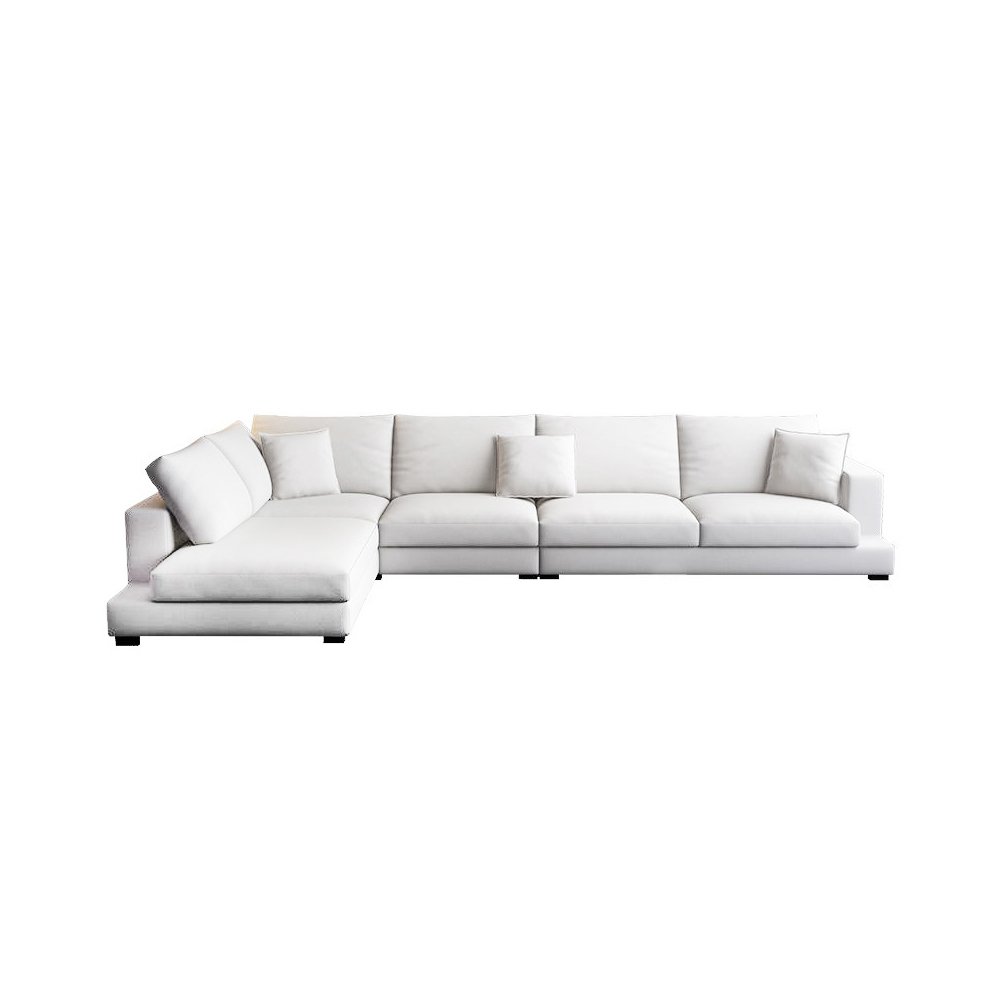 Spencer 4 Seater L-Shape Polyester Sofa – White