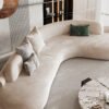 Lennon Scratch Resistant Velvet Curve Sofa (Beige)