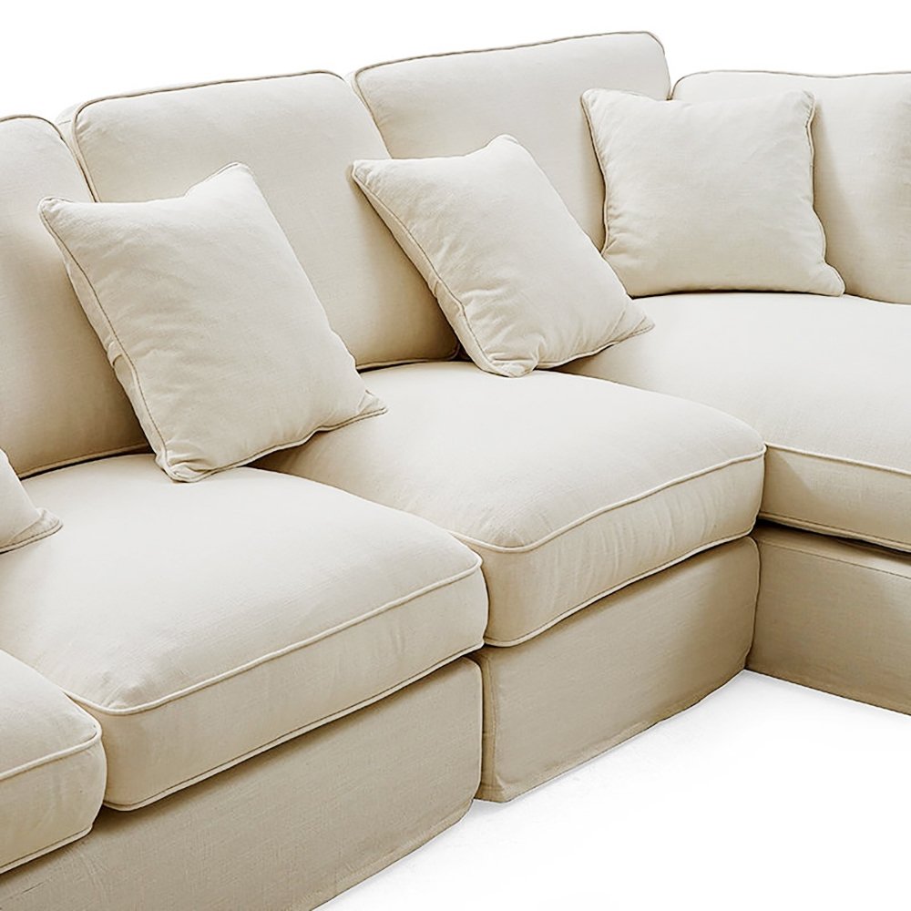 Eclipse 4 Seater L-Shape Polyester Sofa – White