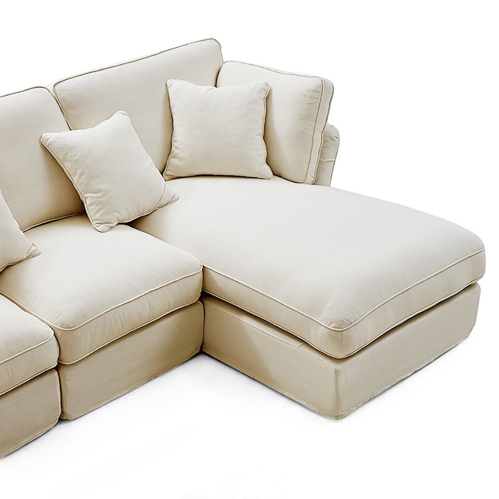 Eclipse 4 Seater L-Shape Polyester Sofa – White