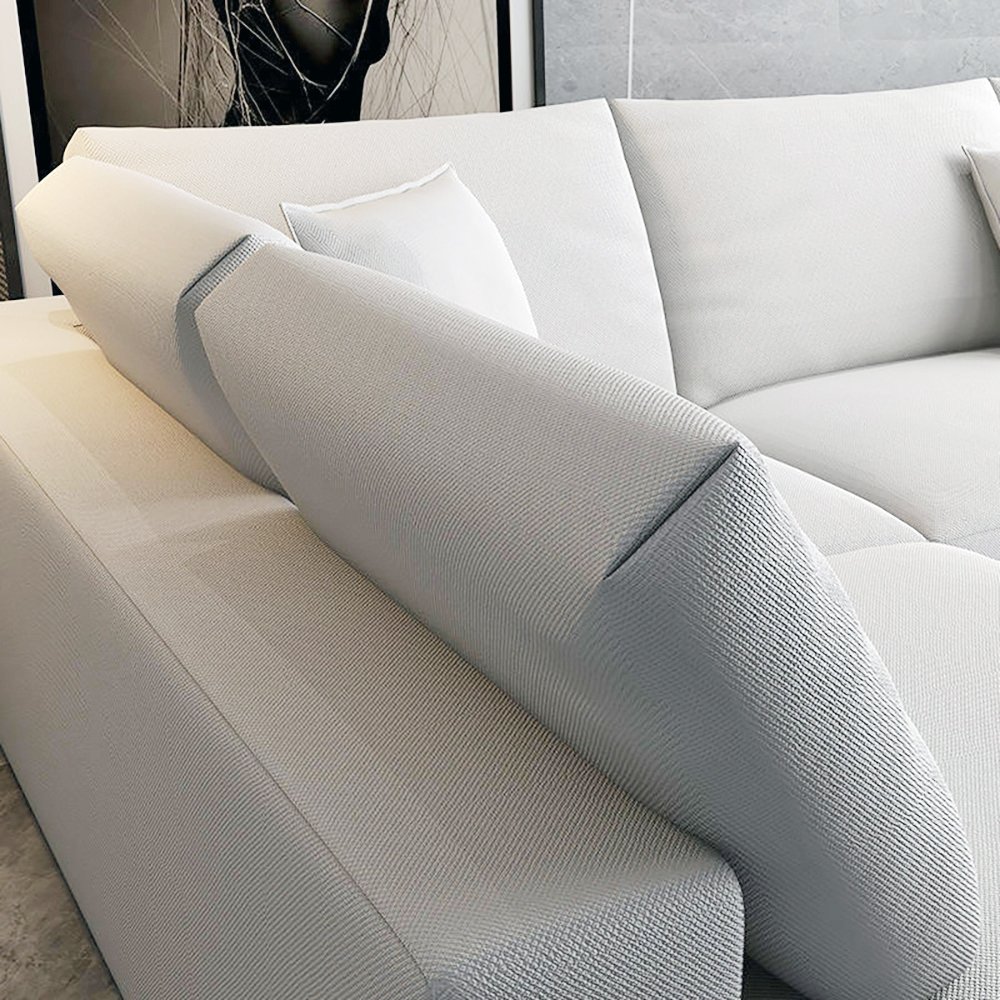 Spencer 4 Seater L-Shape Polyester Sofa – White
