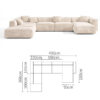 Amelia 6 Seater Velvet Sectional Sofa (Beige)