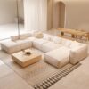 Amelia 6 Seater Velvet Sectional Sofa (Beige)