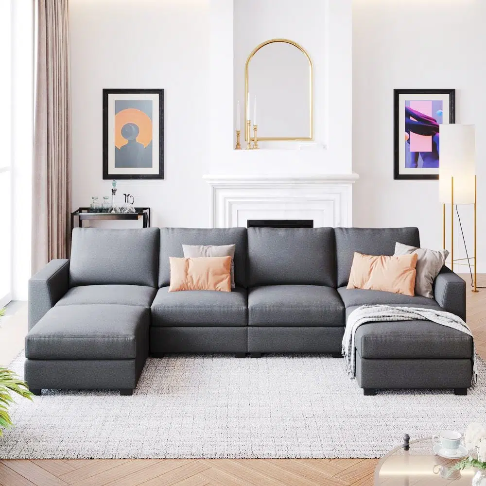 Cambridge 4 Seater U-Shape Polyester Sofa
