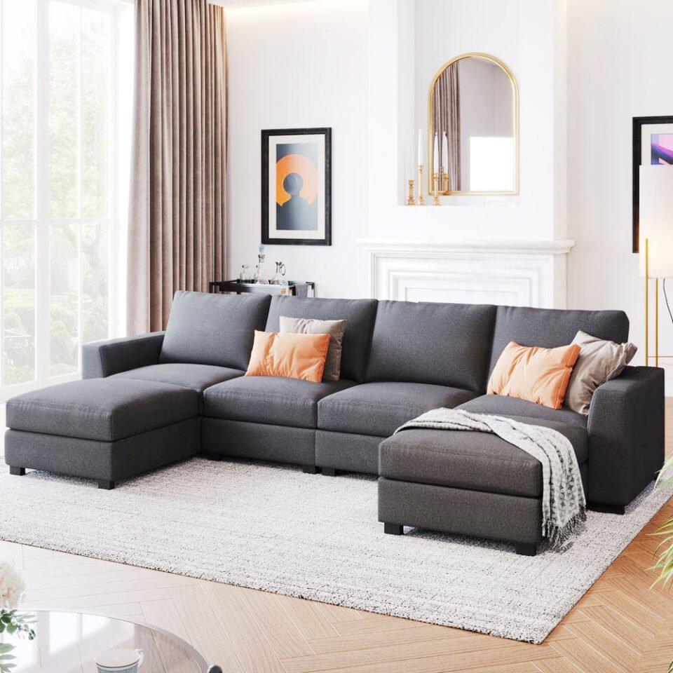 Cambridge 4 Seater U-Shape Polyester Sofa…