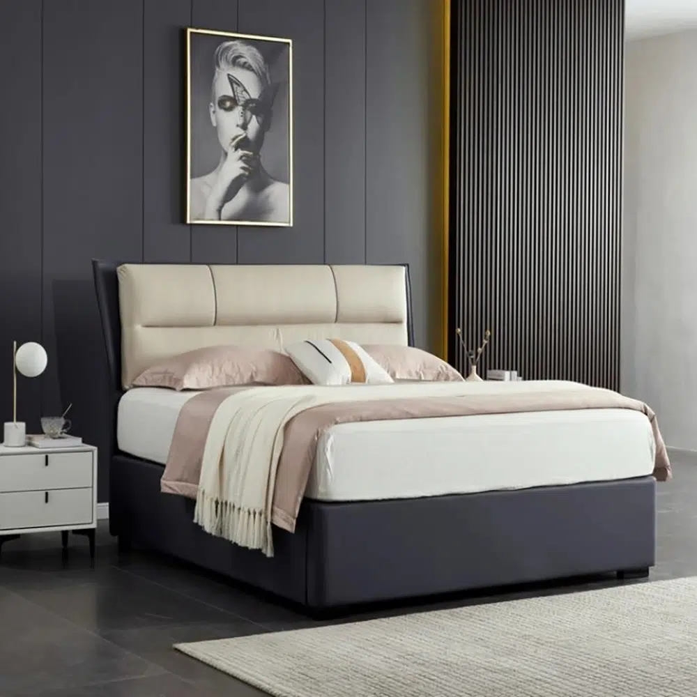 Sausalito Leather Bed (Grey)