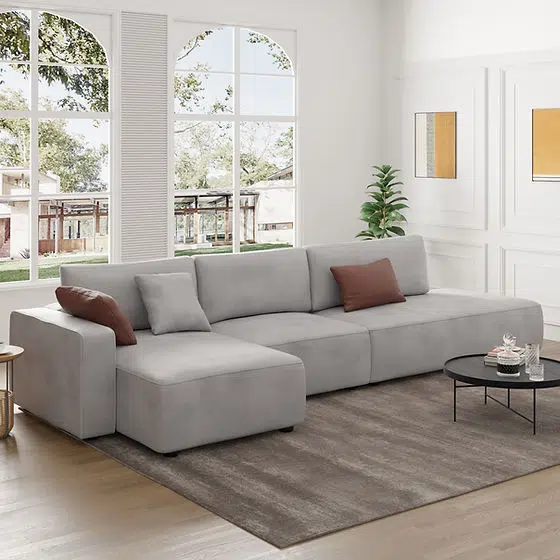 Costa Modular 4 Seater L-Shape Velvet Sofa