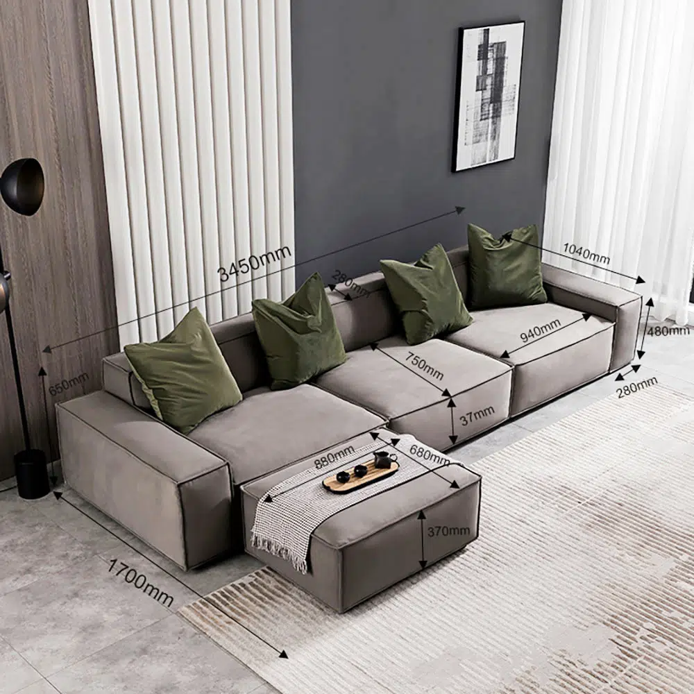 Serena 3 Seater L-Shape Velvet Sofa – Grey