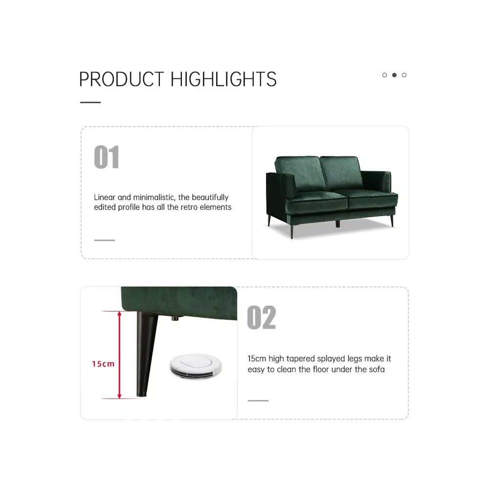 Marion 2 Seater Velvet Sofa – Green