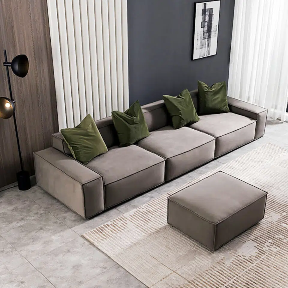 Serena 3 Seater L-Shape Velvet Sofa – Grey…