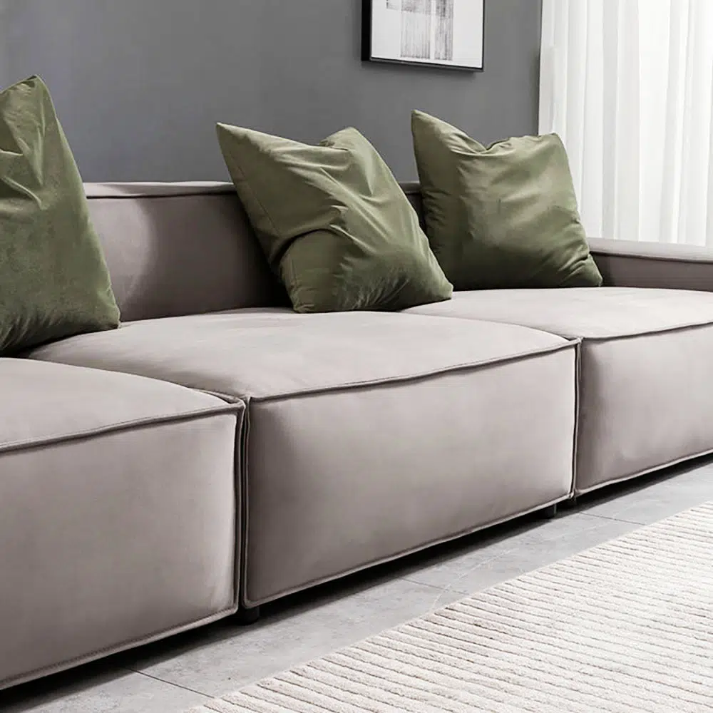 Serena 3 Seater L-Shape Velvet Sofa – Grey