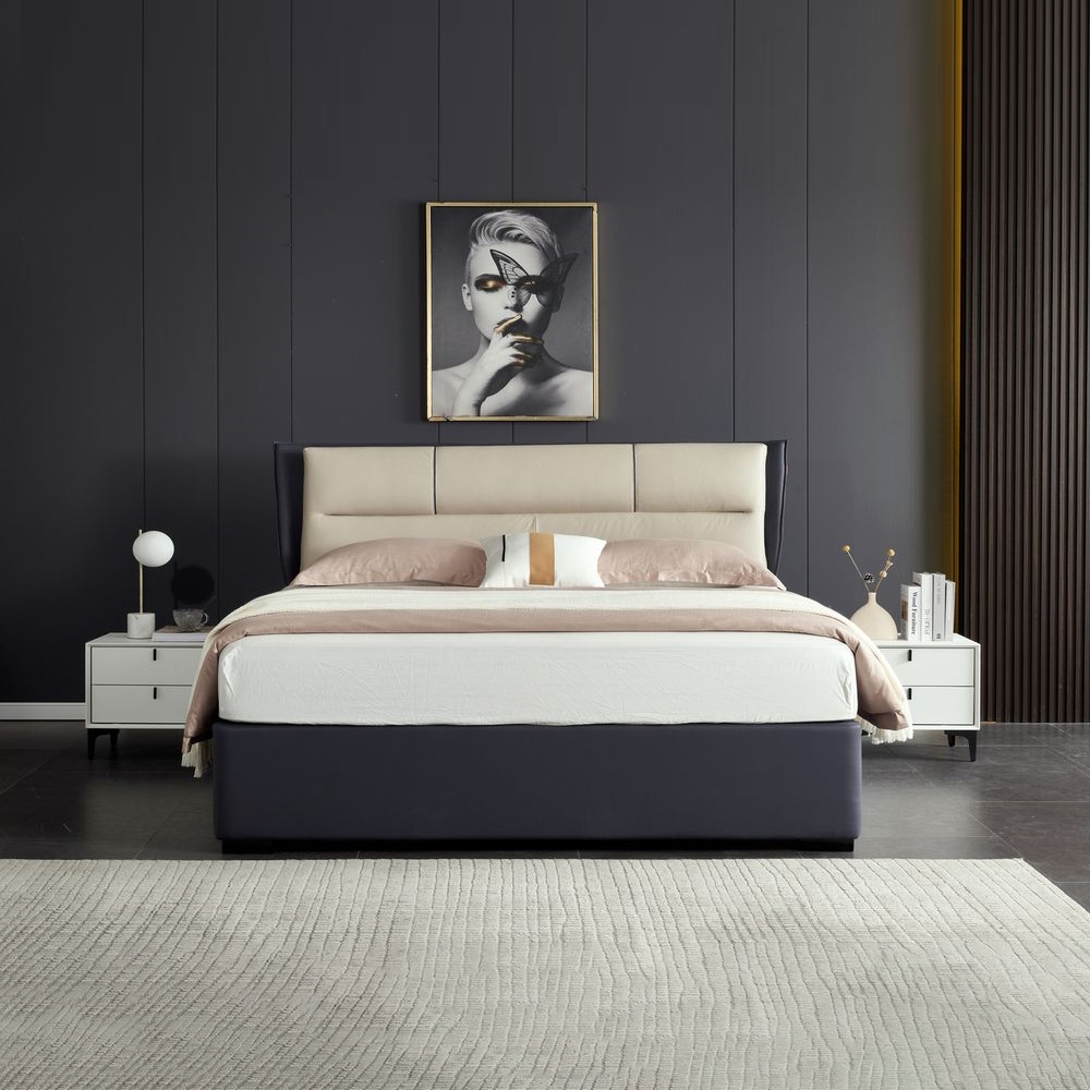 Sausalito Leather Bed (Grey)