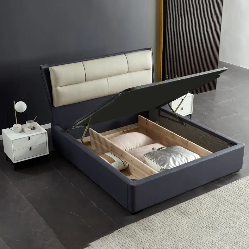 Sausalito Leather Bed (Grey)