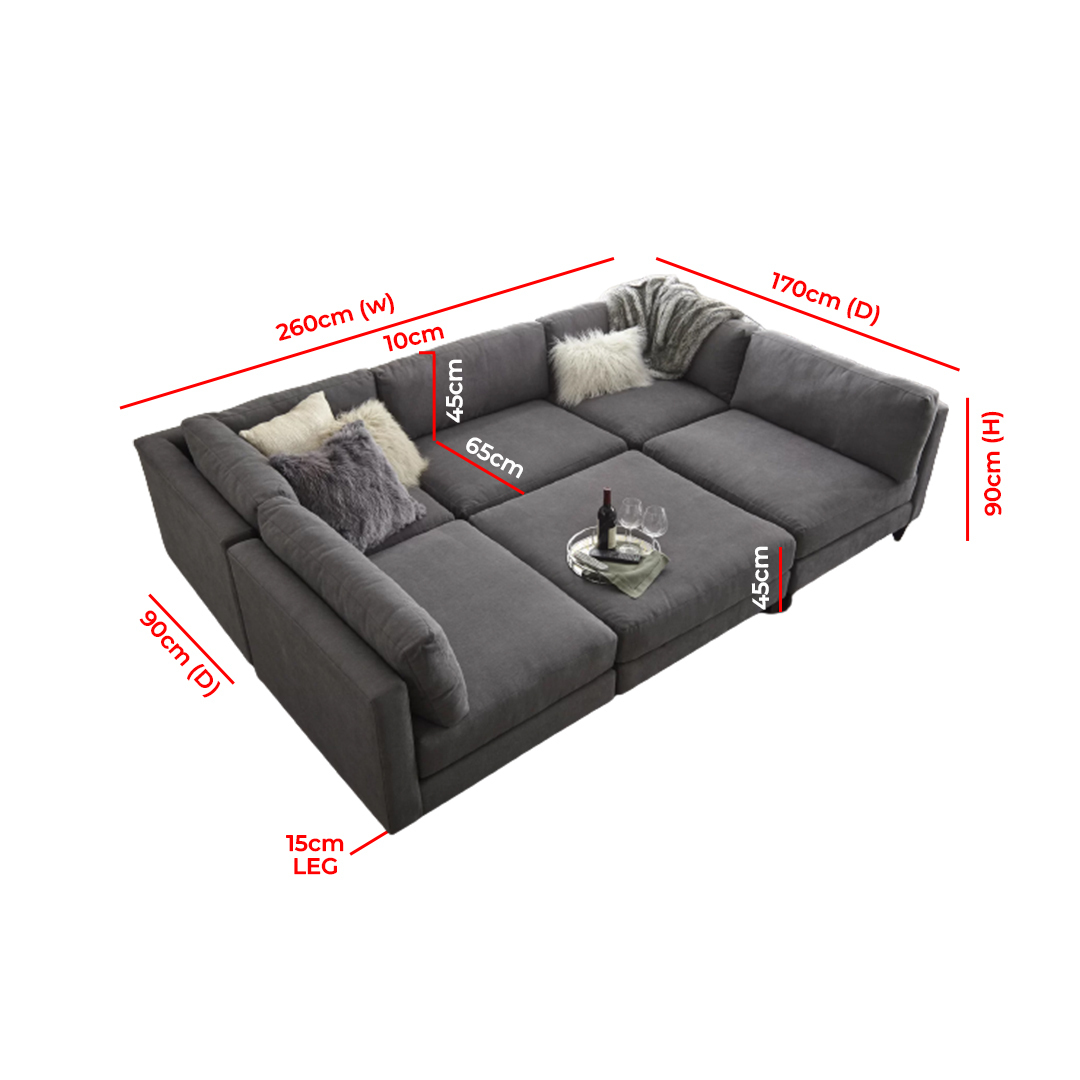 Delsie 5 Seater Modular Sectional Sofa
