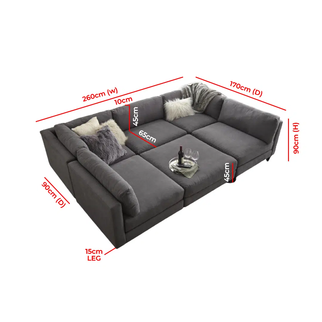 Delsie 5 Seater Modular Sectional Sofa