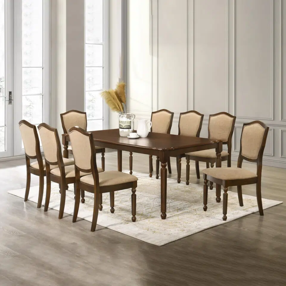 Tripoli 1+8 Table+Chairs Dining Table Set – Brown Cherry…
