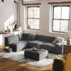 Ballinasloe 4 Seater L-Shape Linen Fabric Sofa