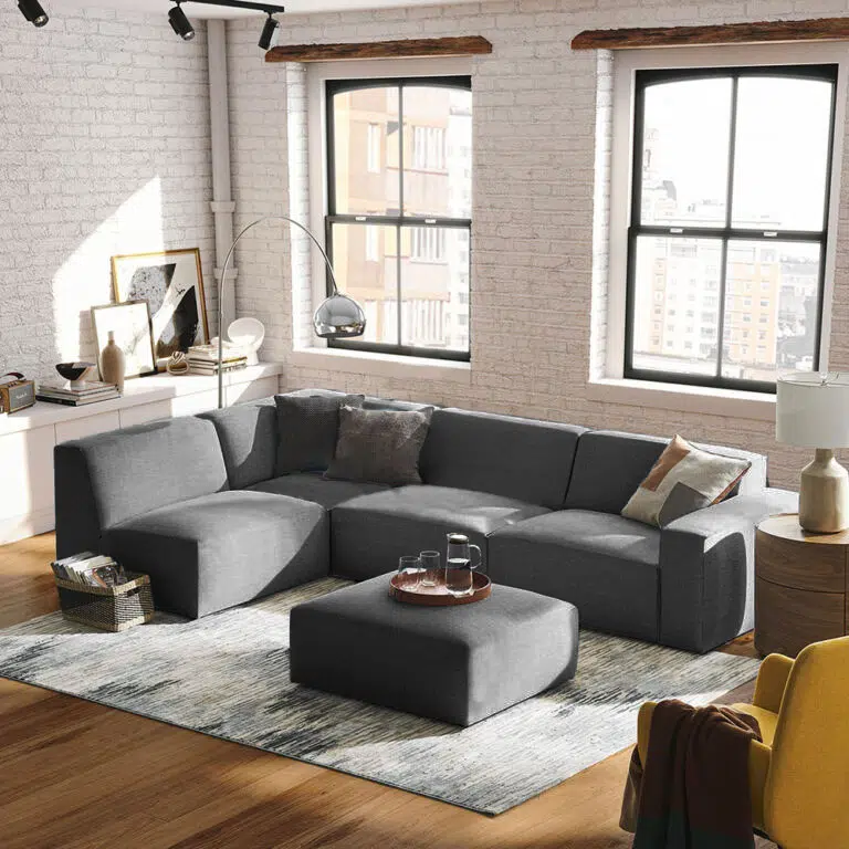 Ballinasloe 4 Seater L-Shape Linen Fabric Sofa
