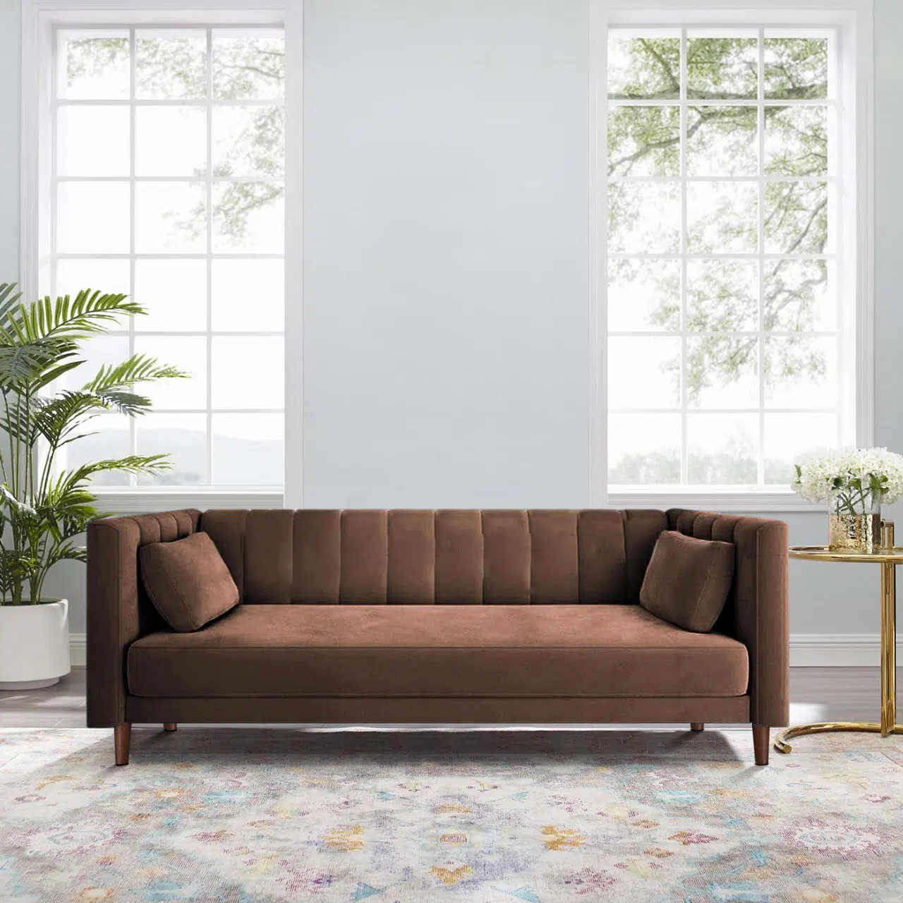 Como Channel 2 Seater Velvet Sofa