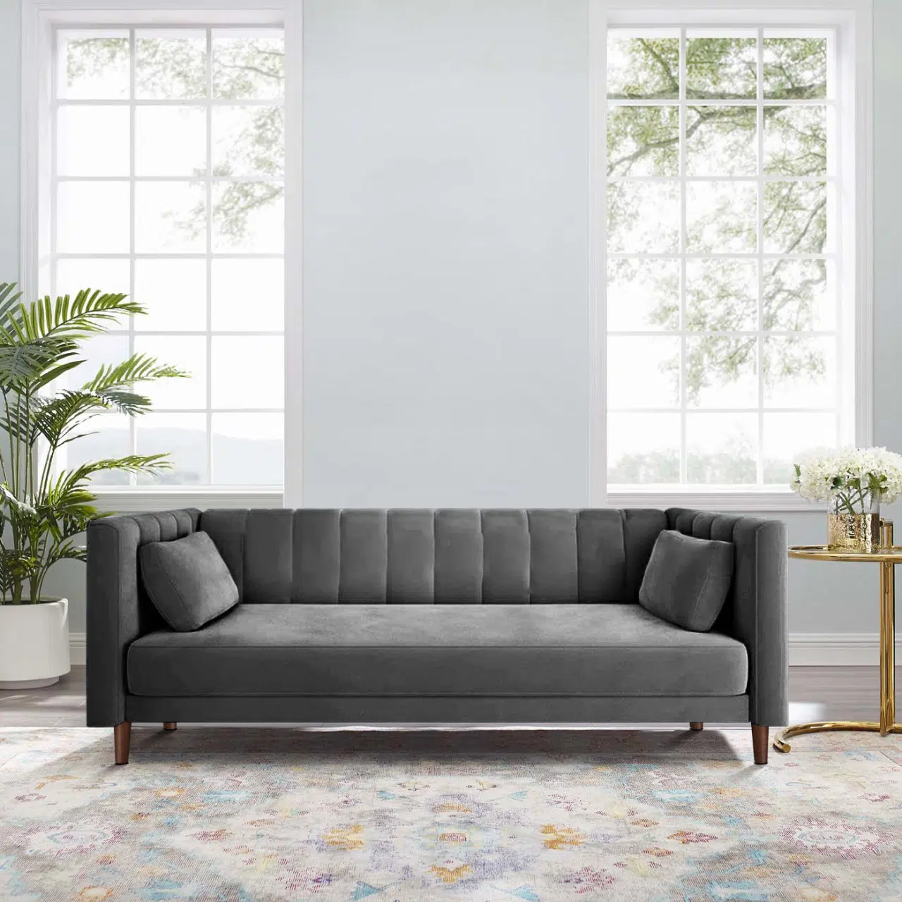 Como Channel 2 Seater Velvet Sofa