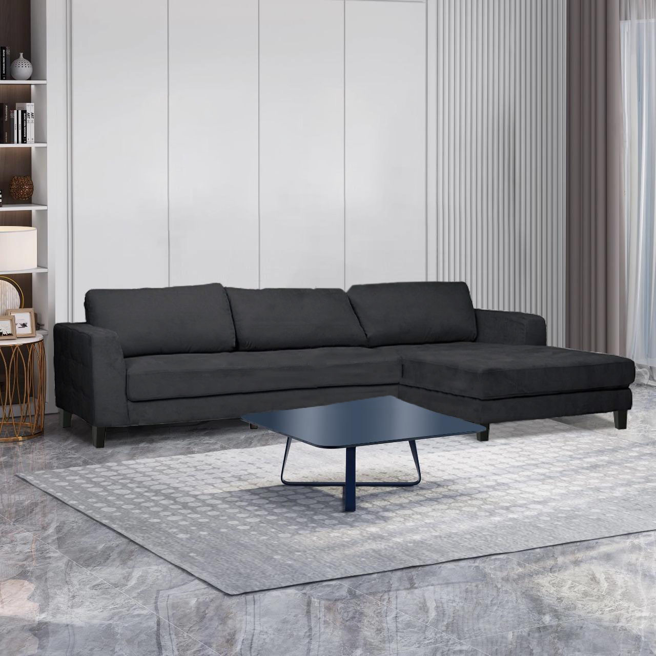 Dekalb 3 Seater L-Shape Velvet Sofa