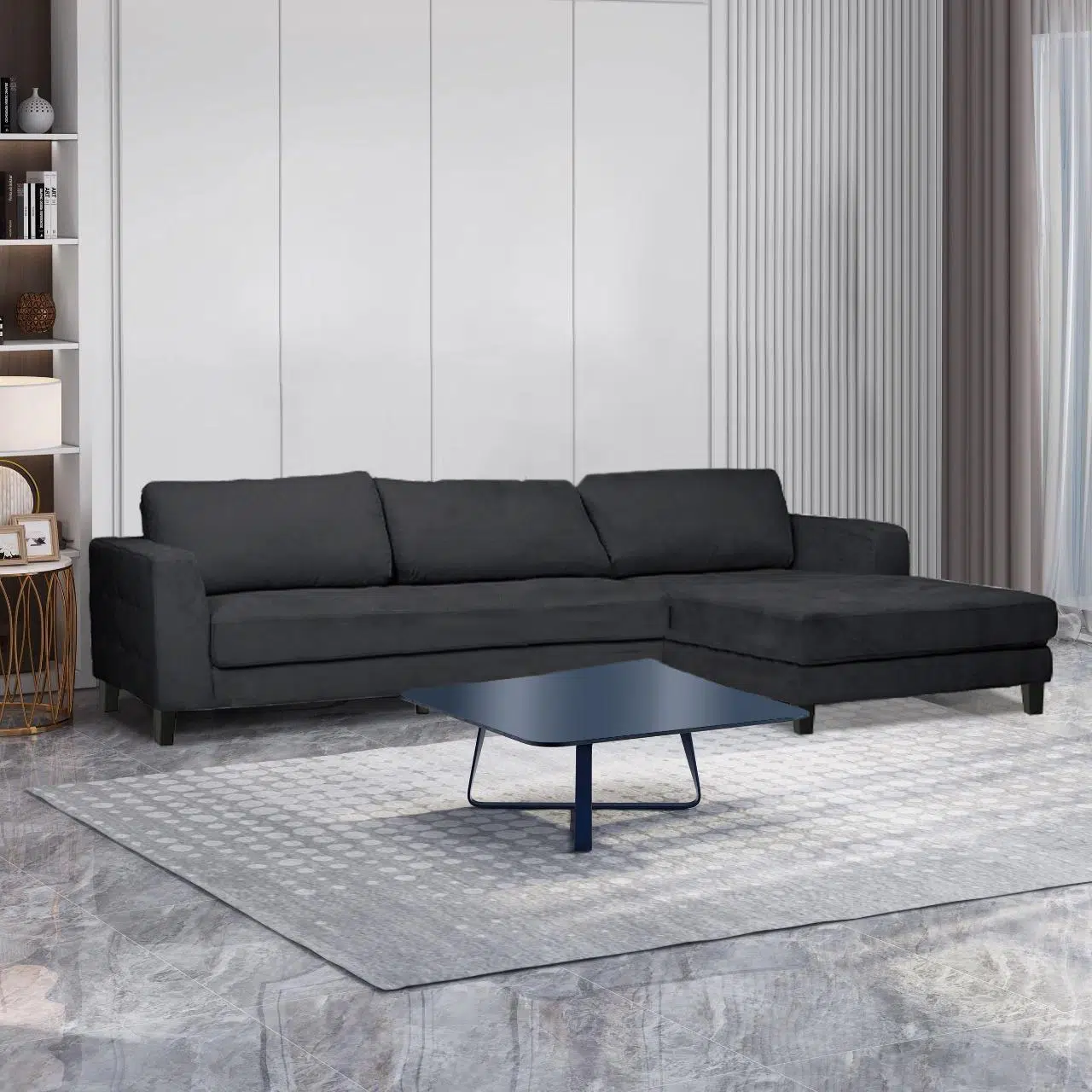 Dekalb 3 Seater L-Shape Velvet Sofa