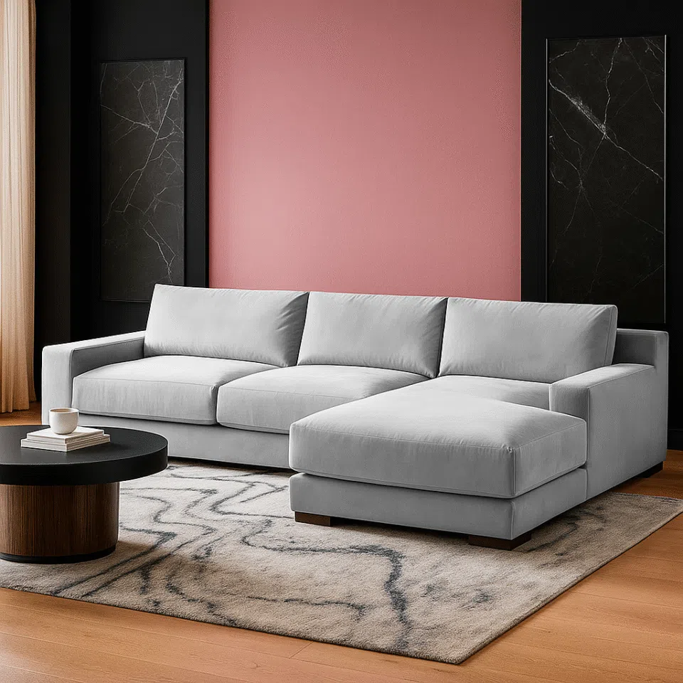 Rawcliffe 3 Seater L-Shape Velvet Sofa…