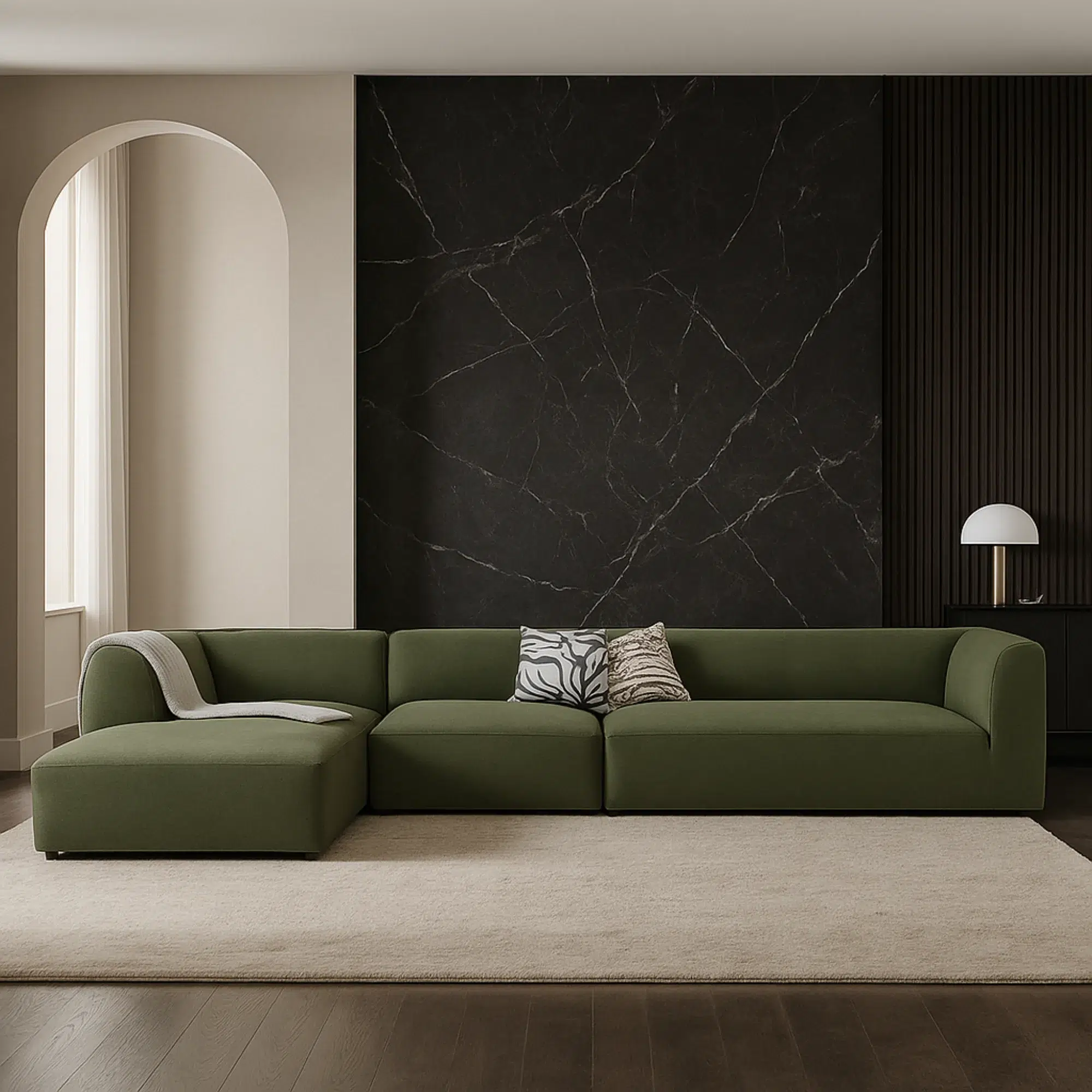 Newport 3 Seater L-Shape Velvet Sofa