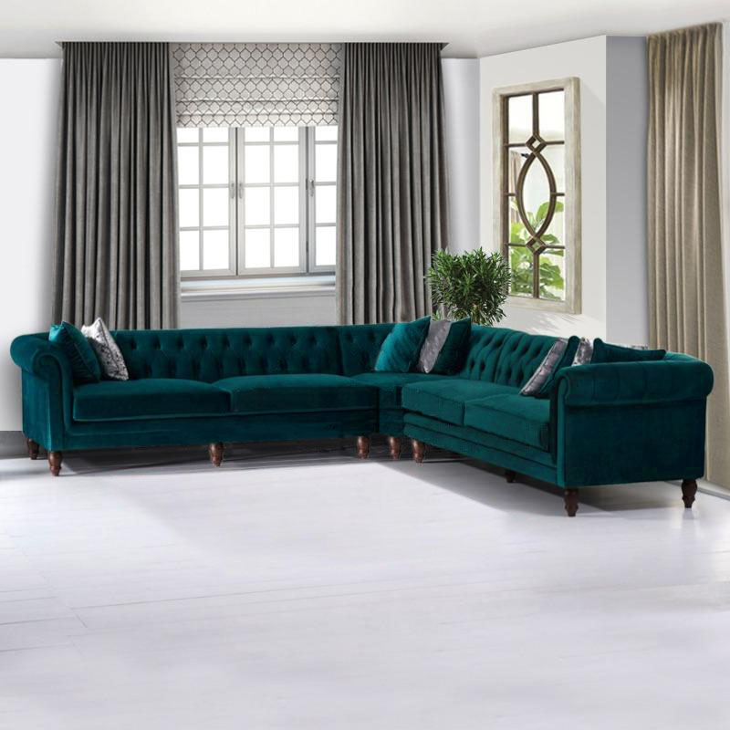 Parry 5 Seater L-Shape Velvet Sofa