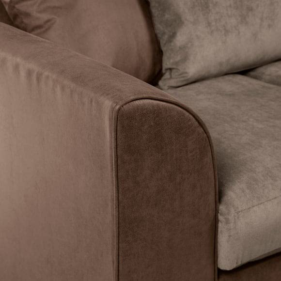 Winston 3 Seater L-Shape Velvet Sofa – Brown
