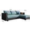 Joston 3 Seater L-Shape Polyester Sofa – Blue, Dark Grey