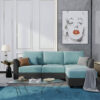 Joston 3 Seater L-Shape Polyester Sofa – Blue, Dark Grey