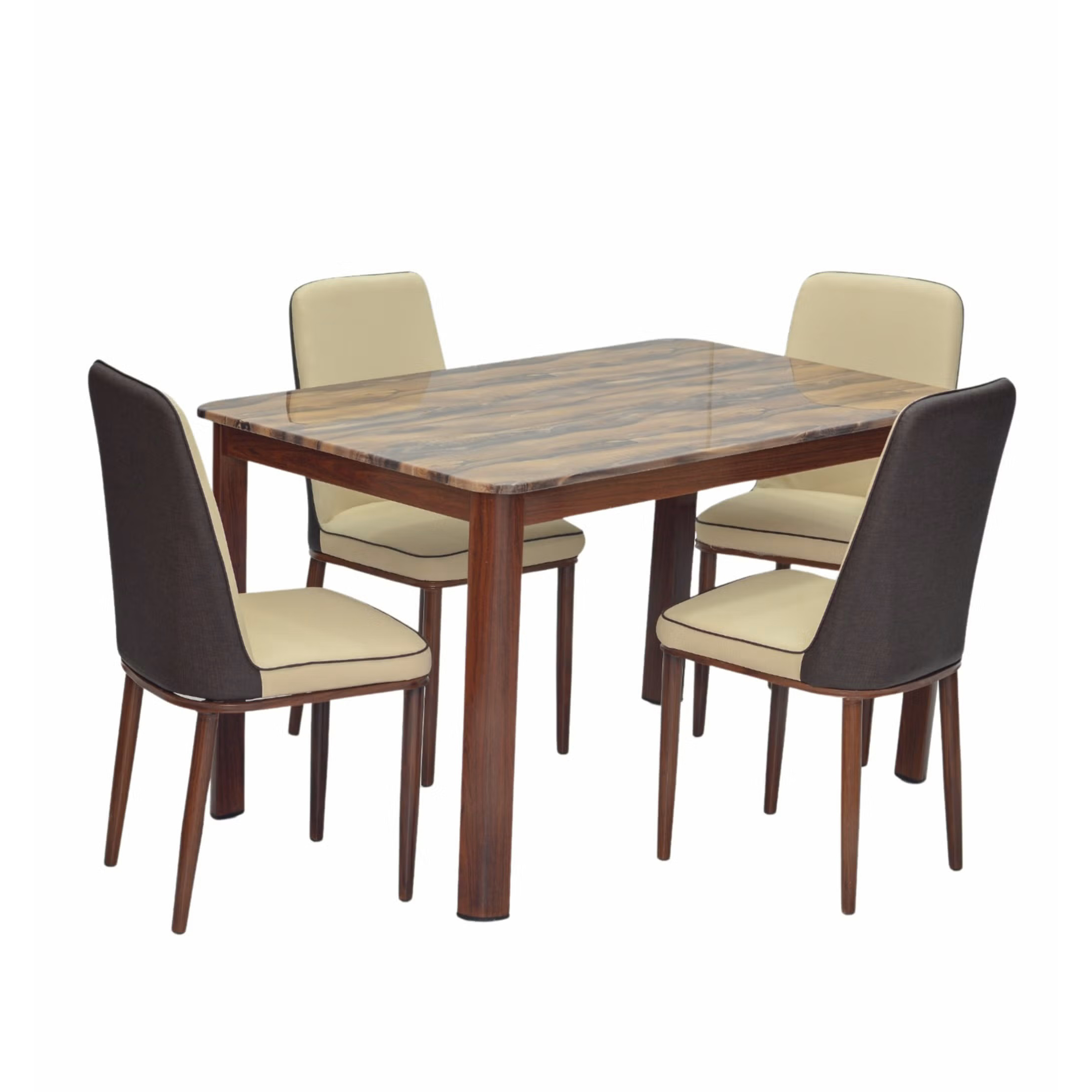 Eva 4 Seater Dining Table Set – Walnut And Cappuccin