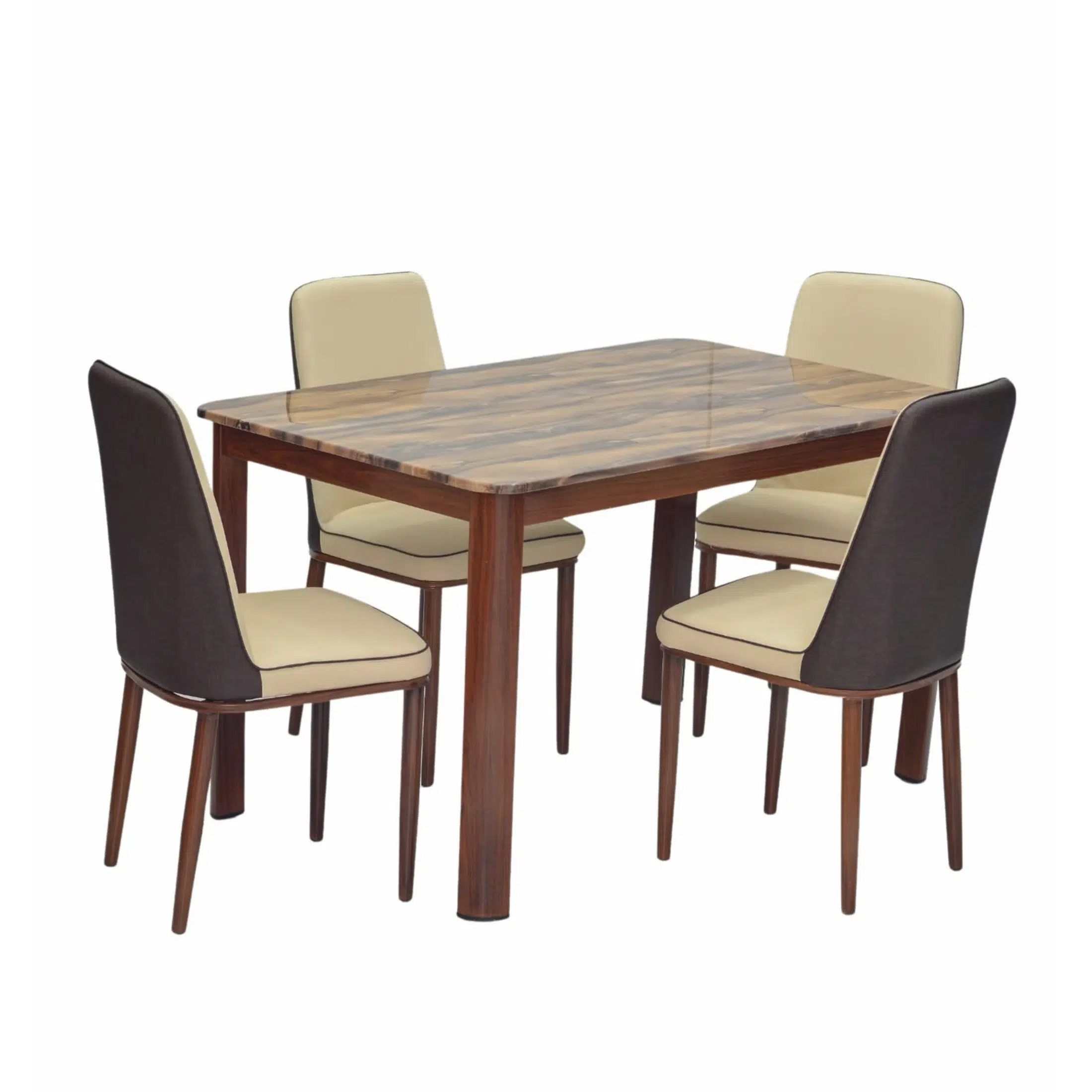 Eva 4 Seater Dining Table Set – Walnut And Cappuccin
