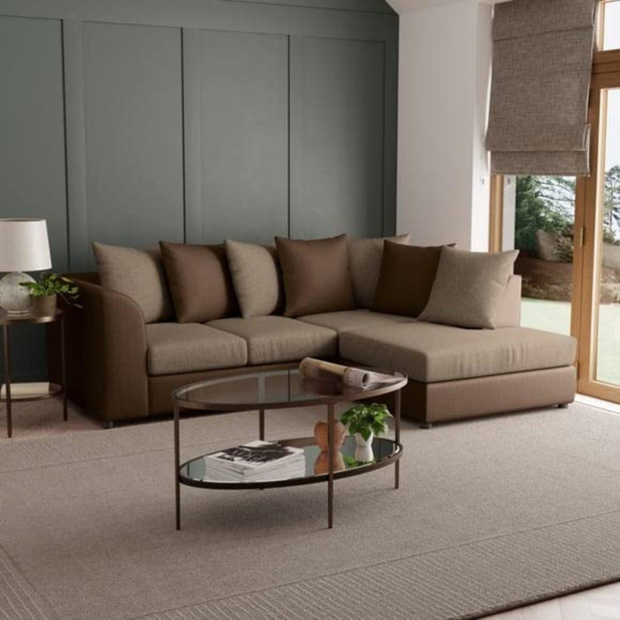 Winston 3 Seater L-Shape Velvet Sofa – Brown