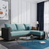 Joston 3 Seater L-Shape Polyester Sofa – Blue, Dark Grey