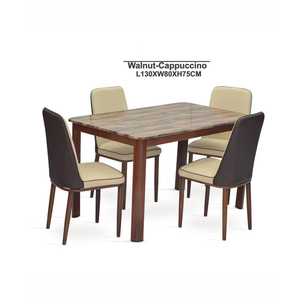 Eva 4 Seater Dining Table Set – Walnut And Cappuccin