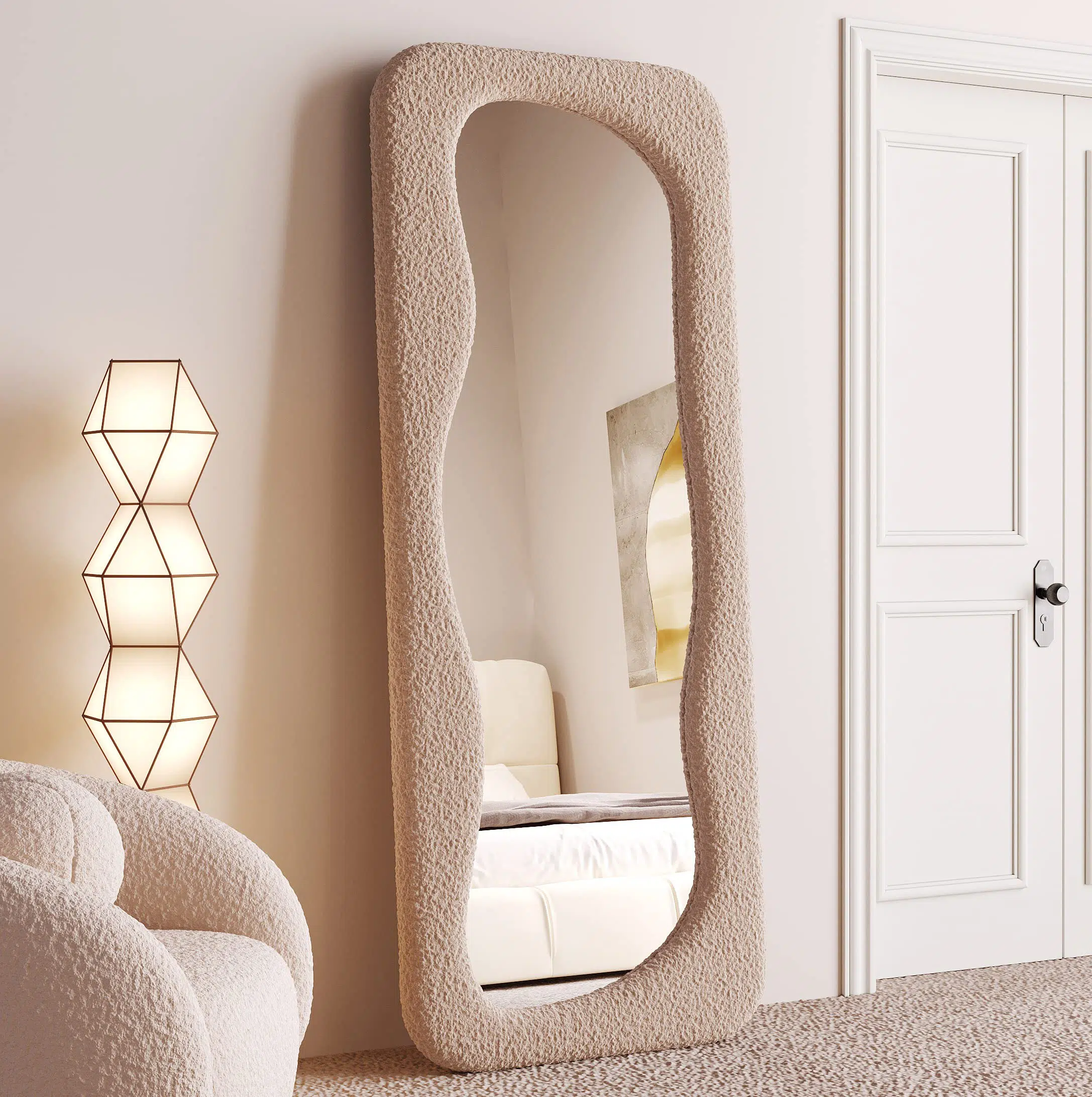 Hovet Wave Boucle Floor or Hanging Mirror
