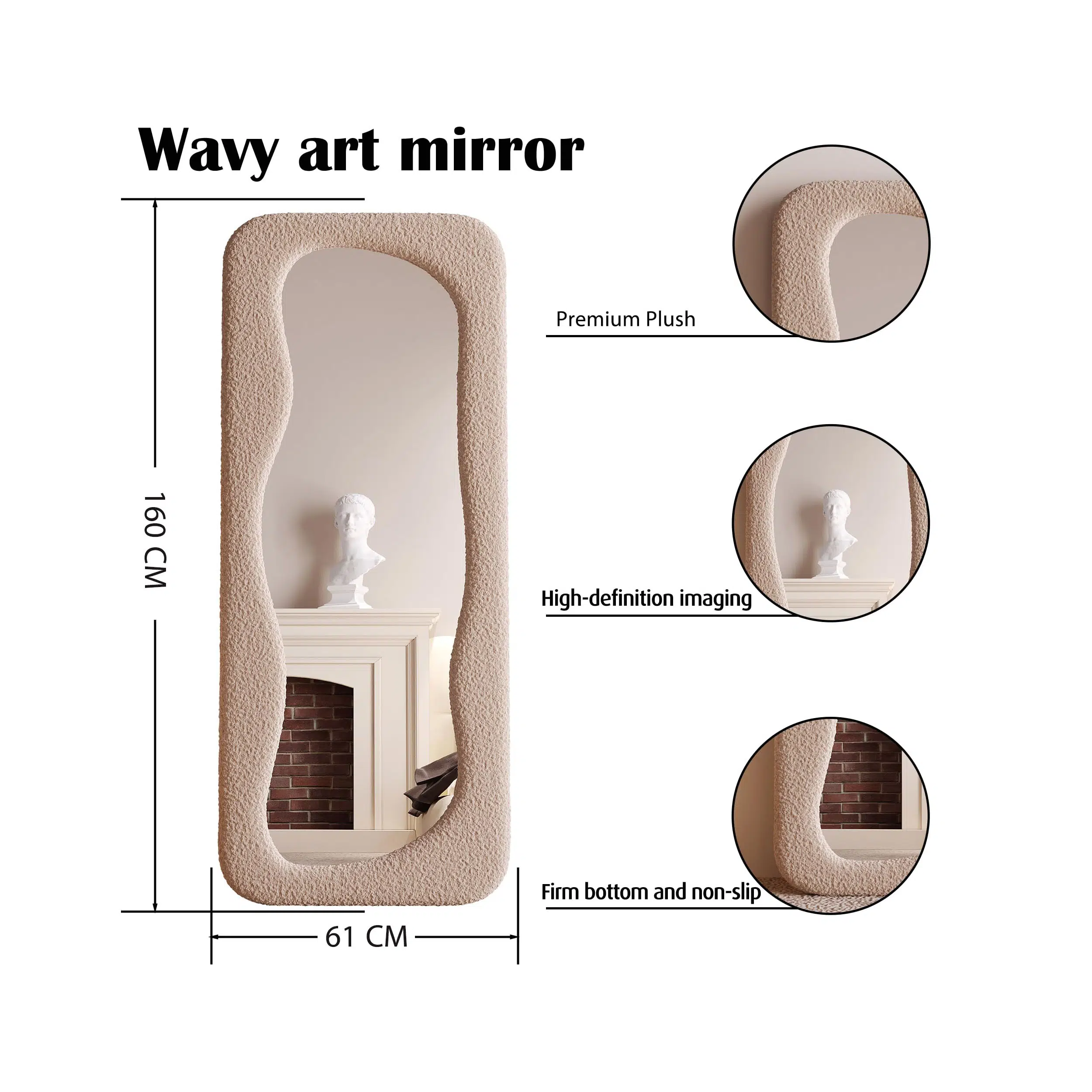 Hovet Wave Boucle Floor or Hanging Mirror