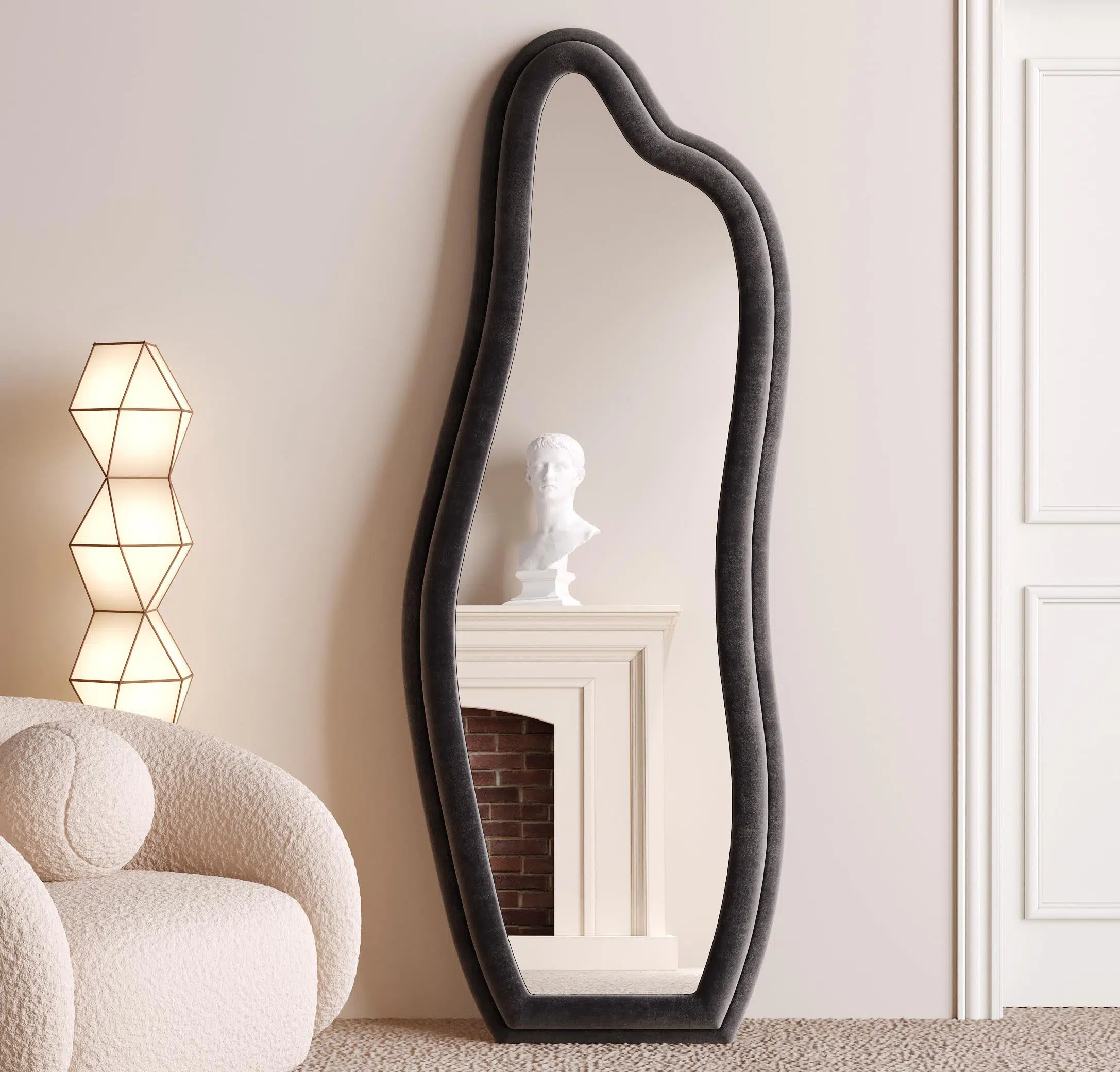 Abrey Wave Velvet Floor or Hanging Mirror