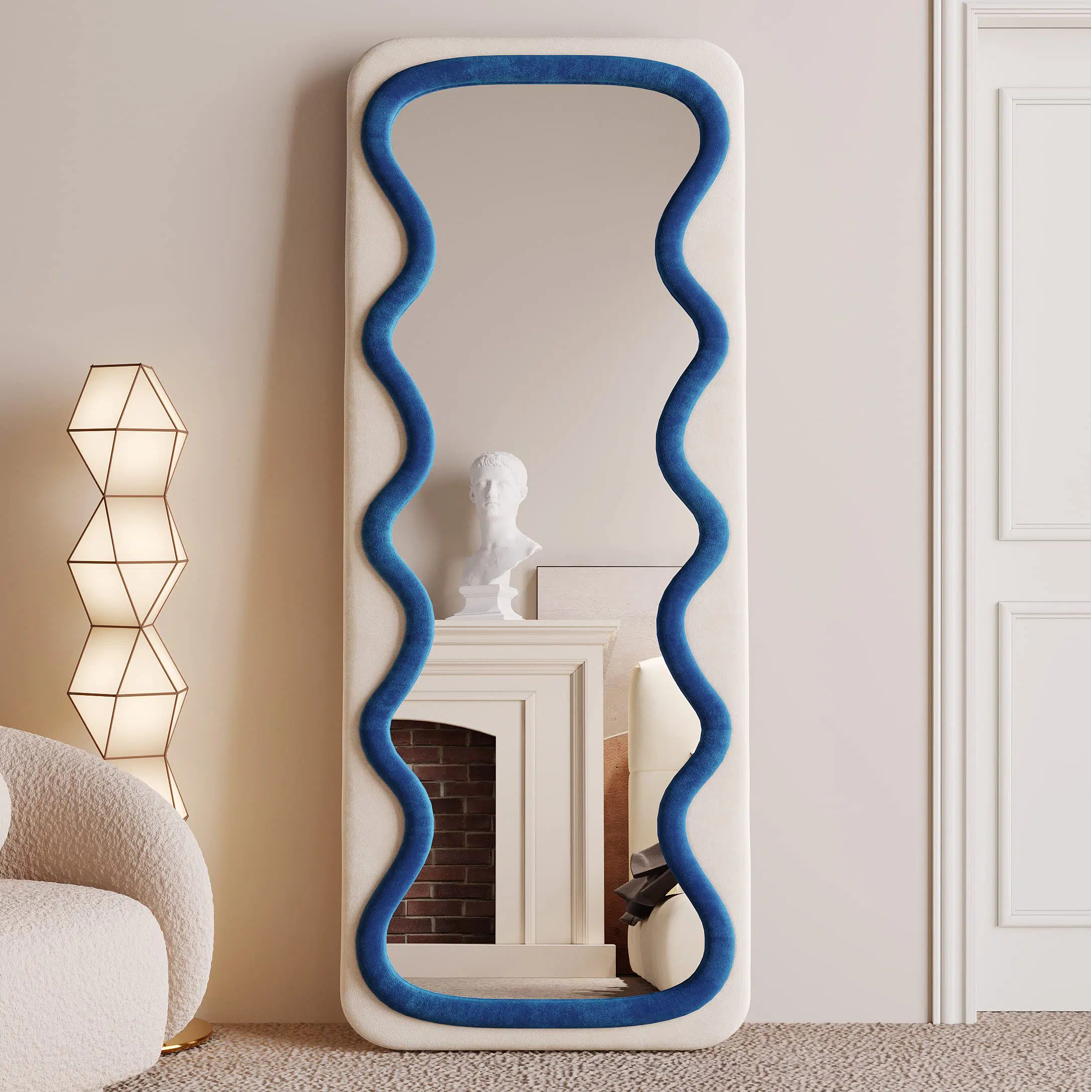 Vanity Wave Velvet Floor or Hanging Mirror