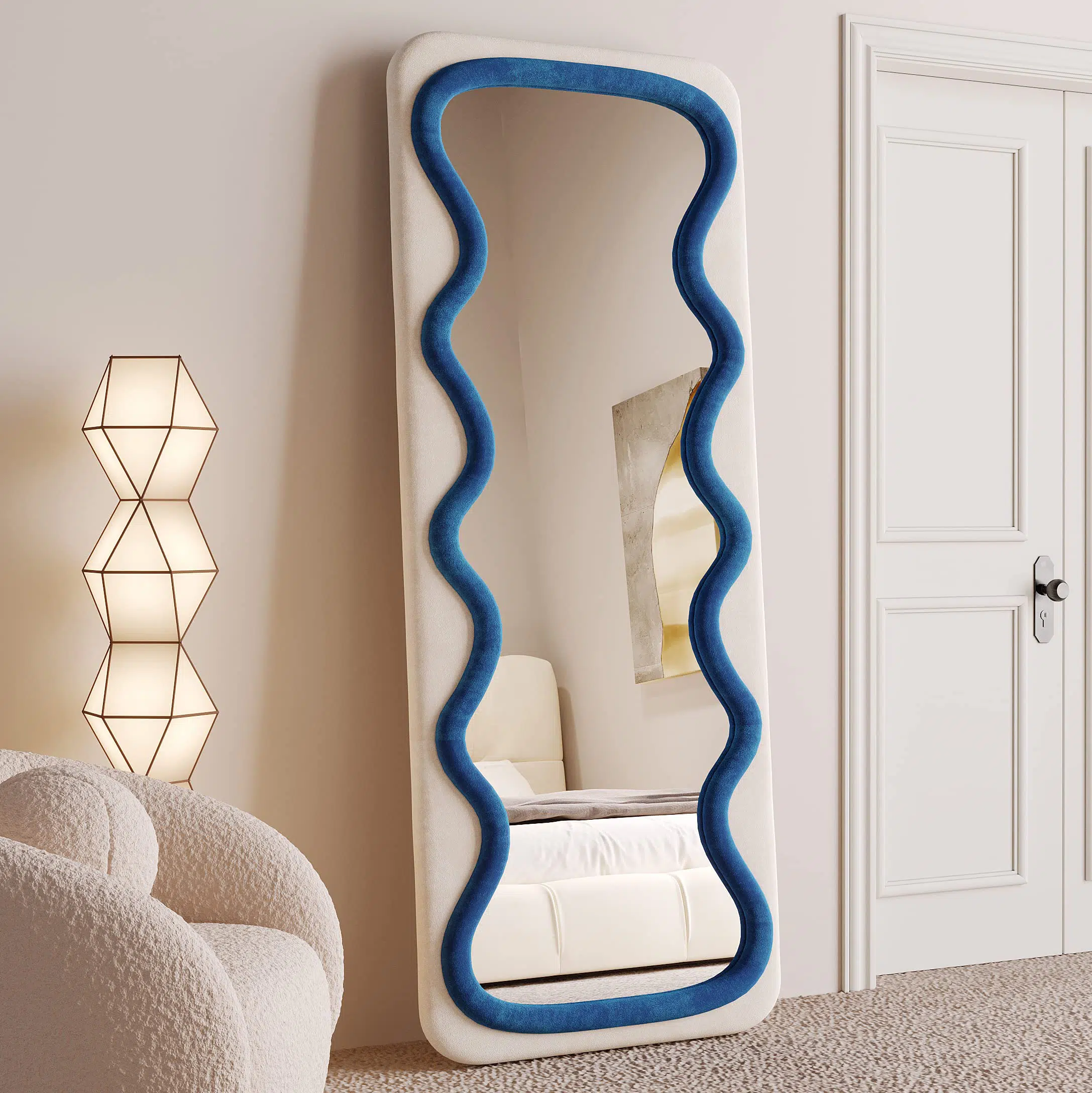 Vanity Wave Velvet Floor or Hanging Mirror