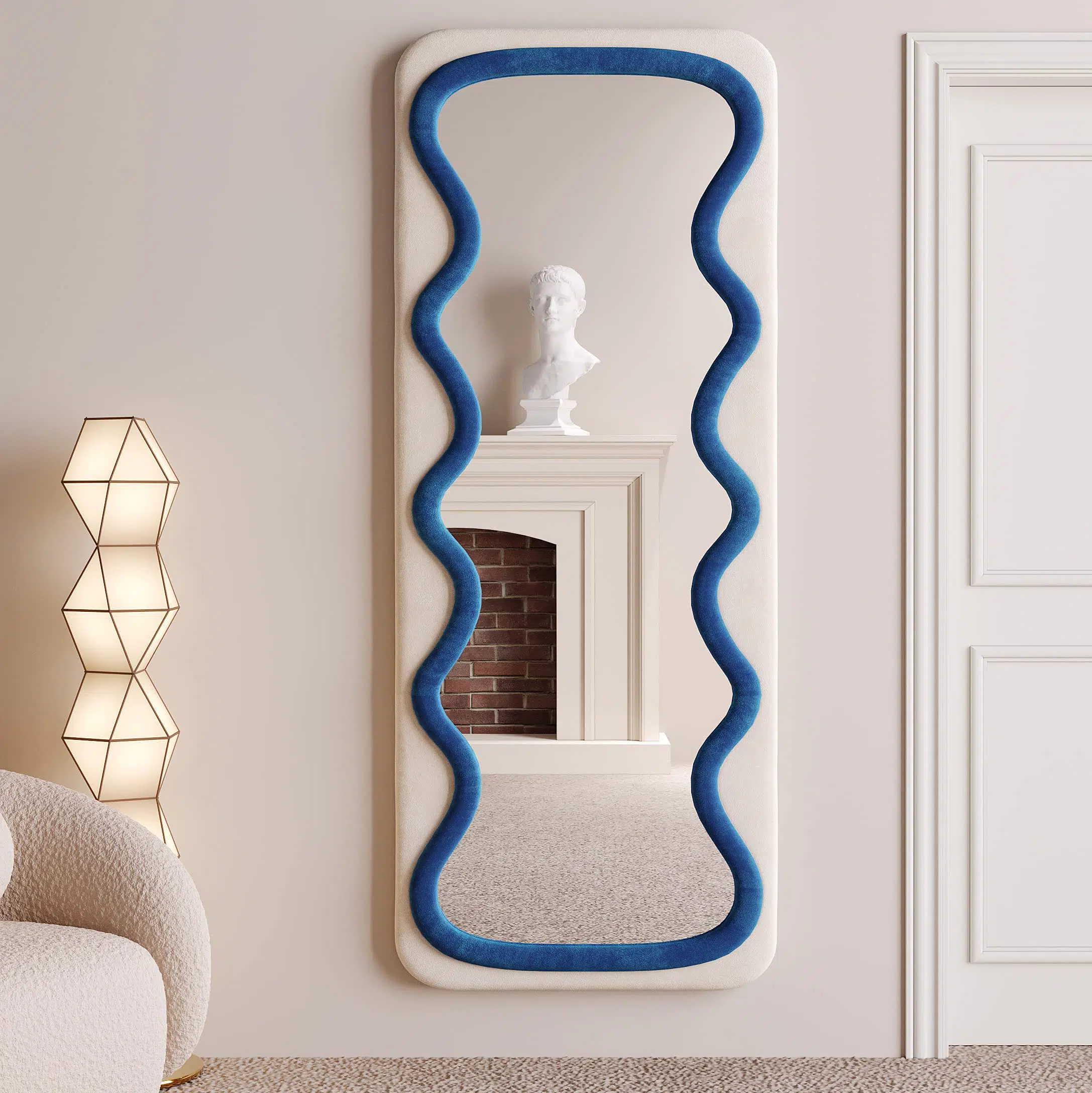 Vanity Wave Velvet Floor or Hanging Mirror