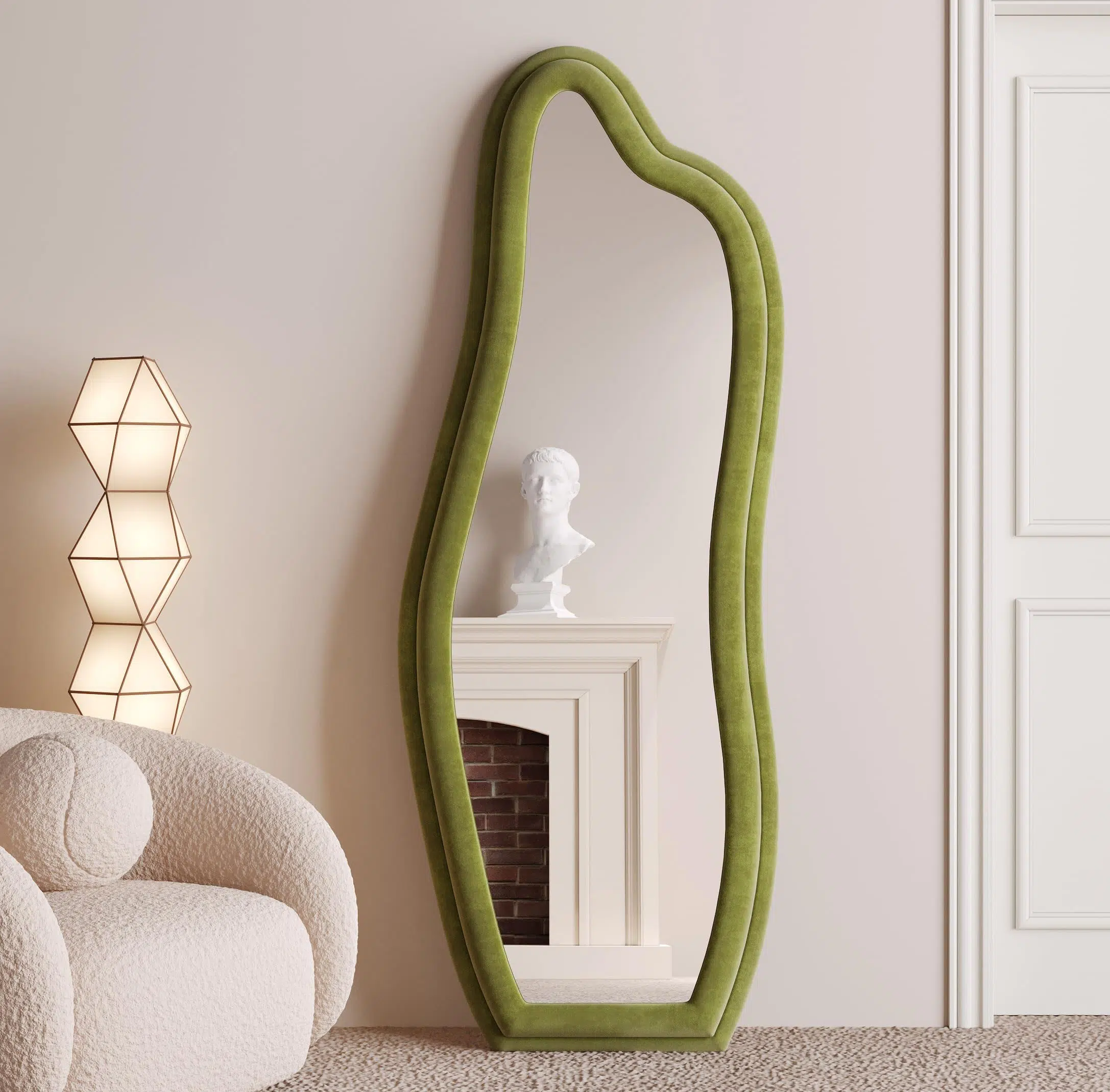 Abrey Wave Velvet Floor or Hanging Mirror