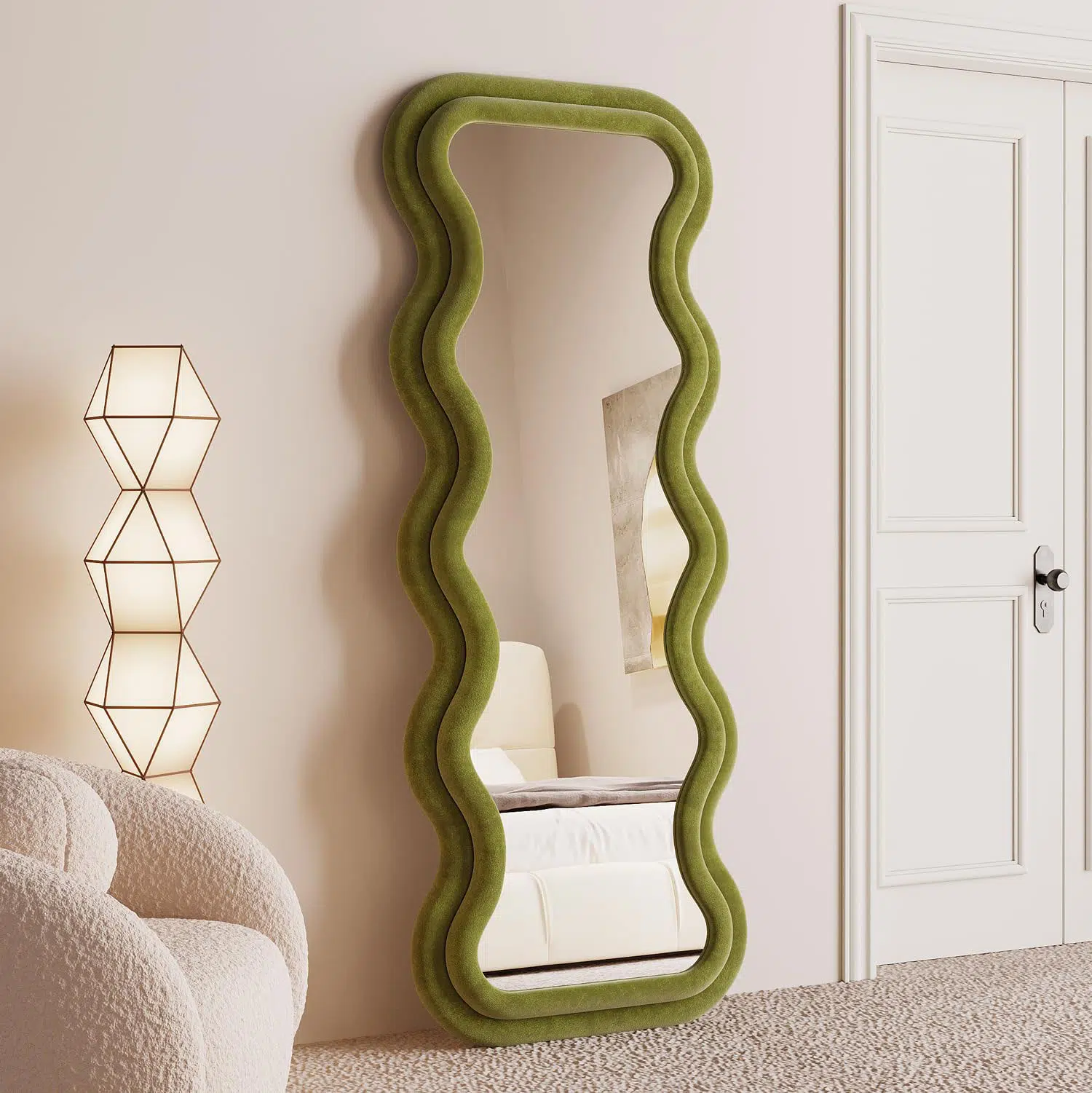 Vanity Wave Velvet Floor or Hanging Mirror