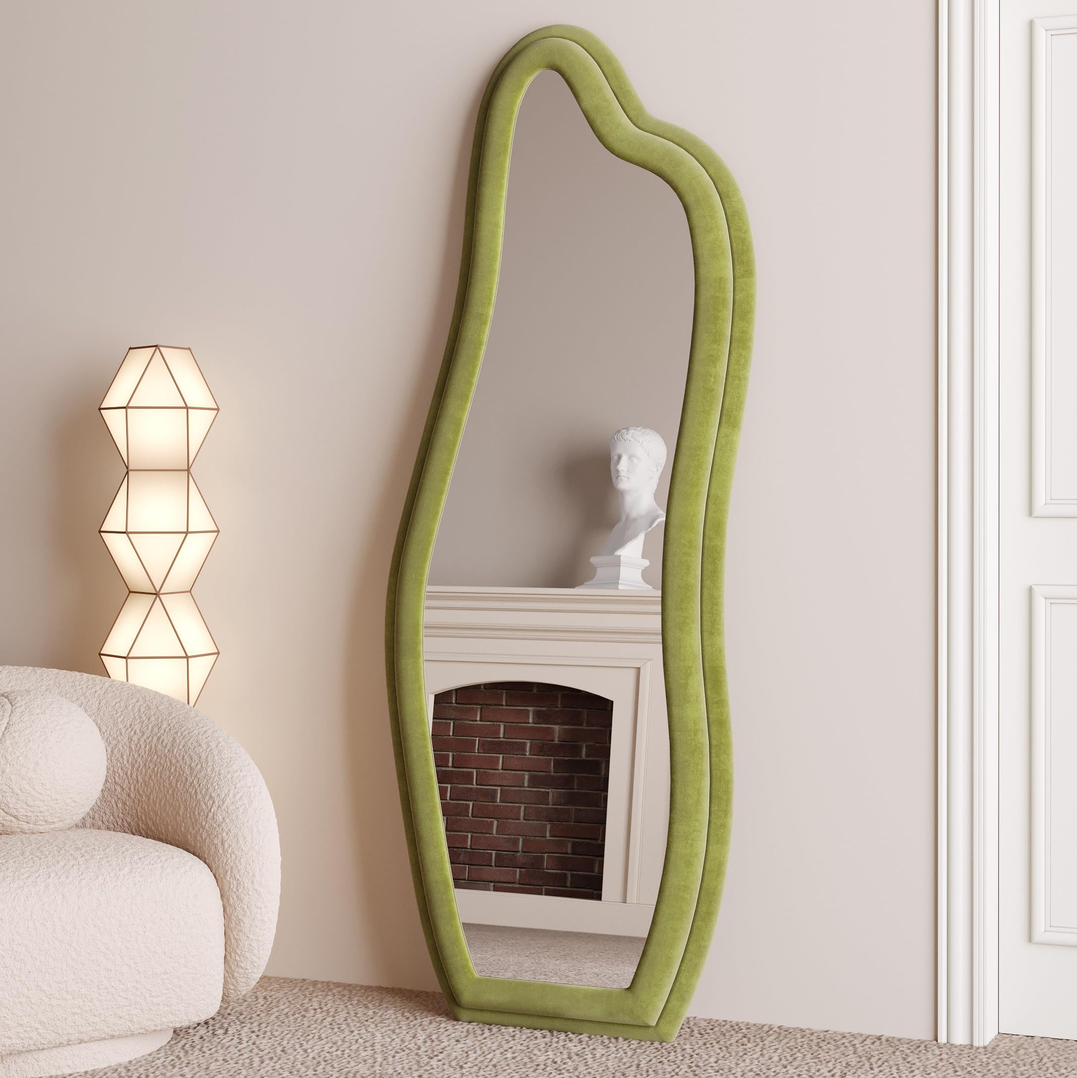Abrey Wave Velvet Floor or Hanging Mirror