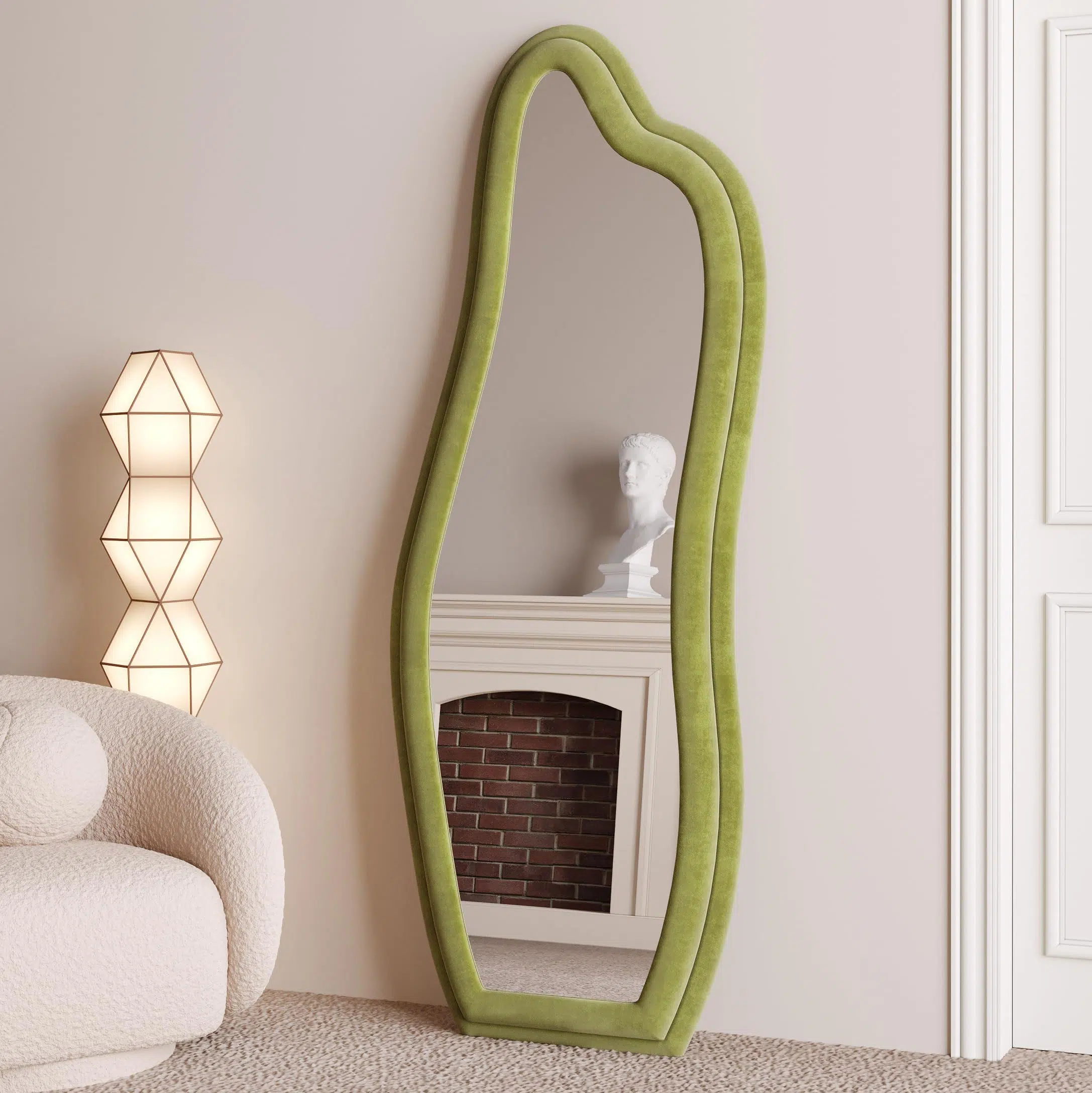 Abrey Wave Velvet Floor or Hanging Mirror