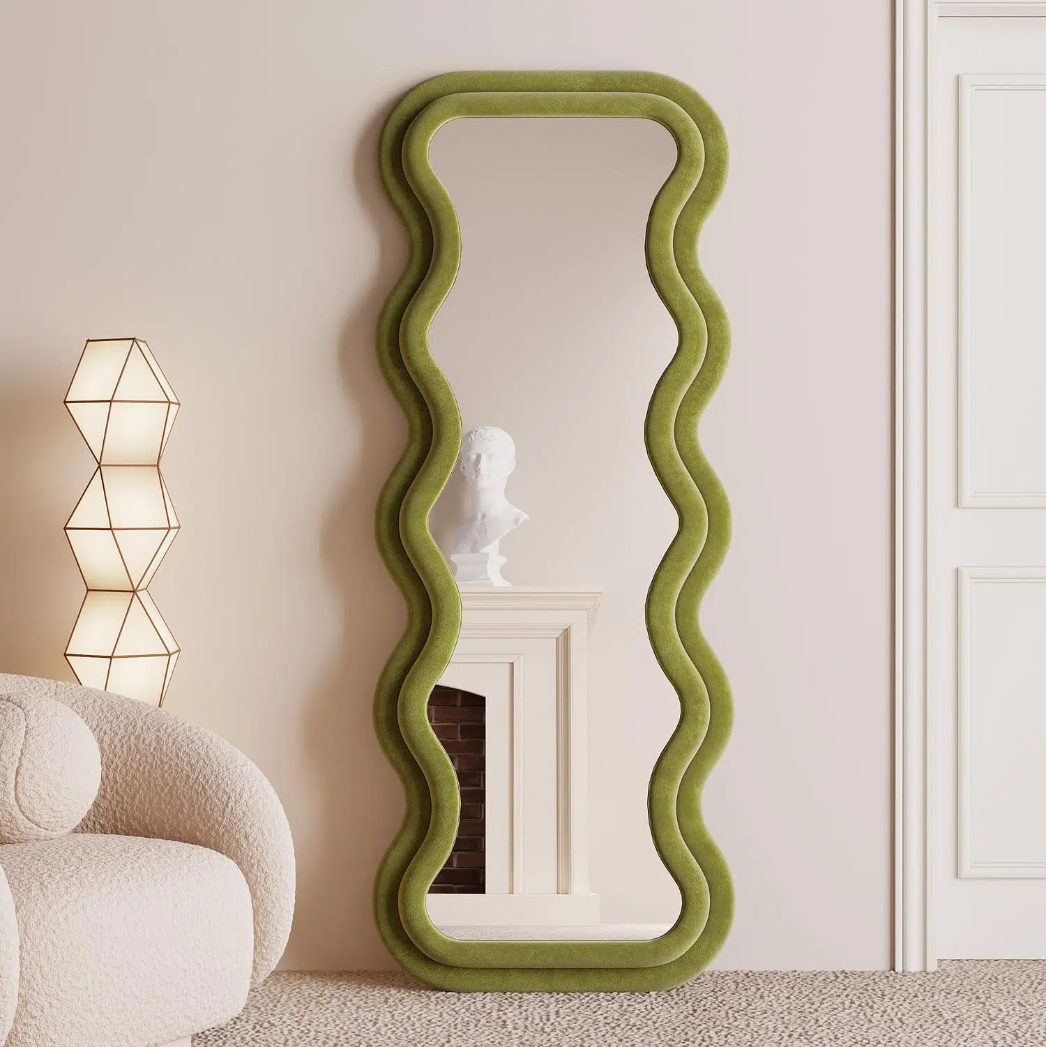 Vanity Wave Velvet Floor or Hanging Mirror